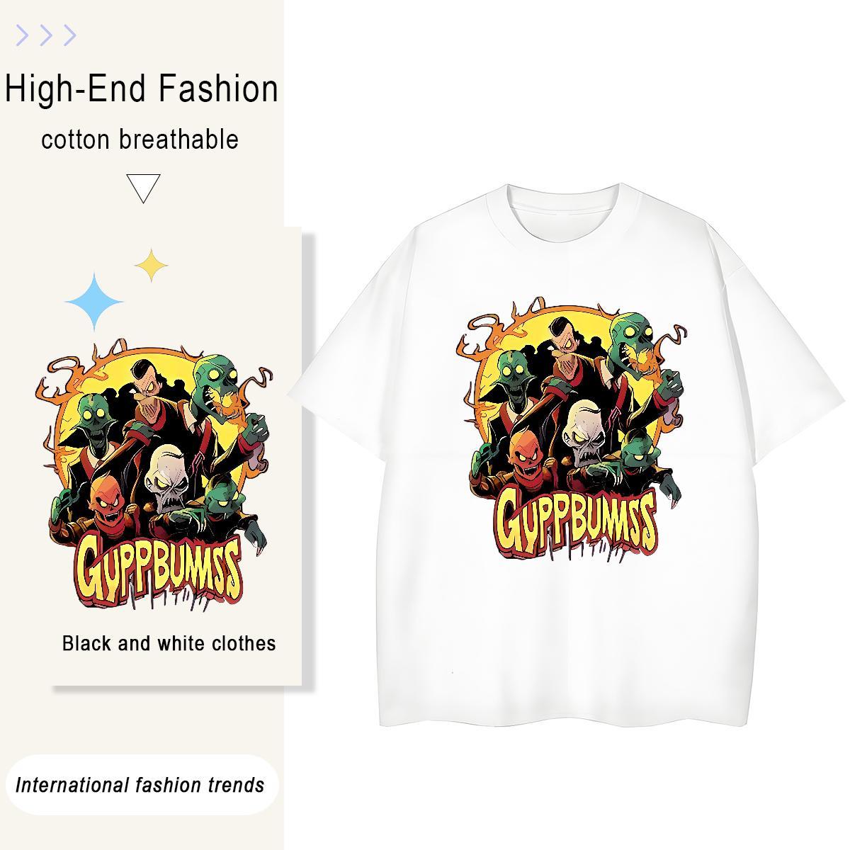 Loose Tshirt for Man Woman 230g 100% Cotton Terror High Street Hip Hop T shirt Comfortable Customized Tops Tees