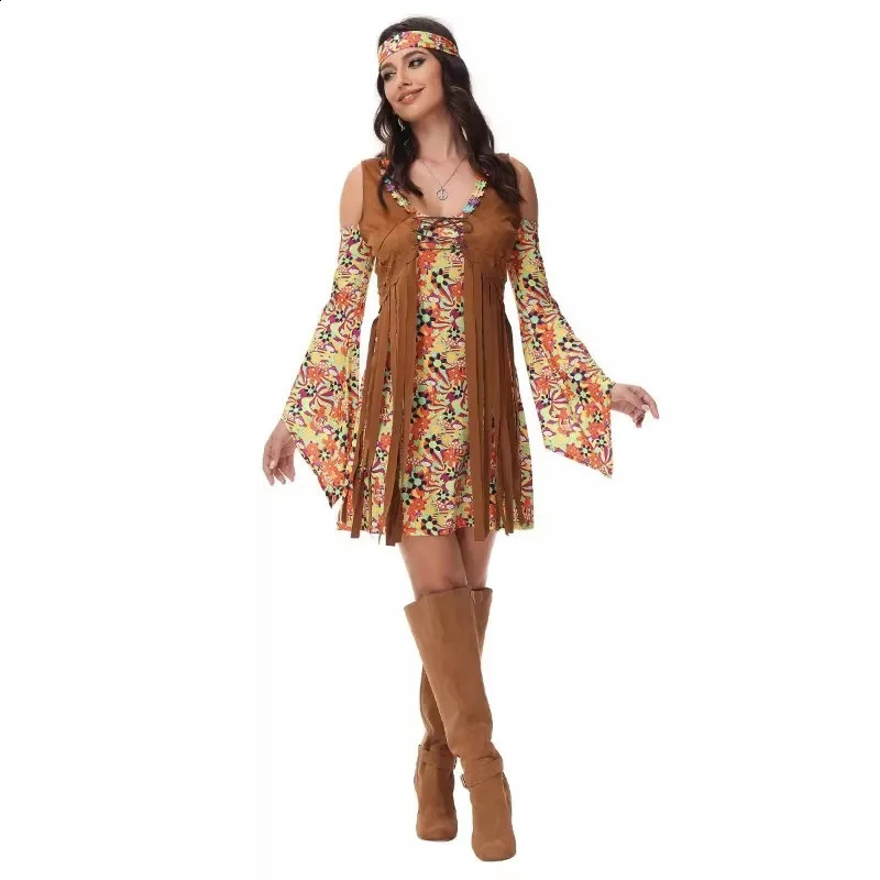selling Halloween retro 70s hiphop fur clothing womens tassel COS performance 240823