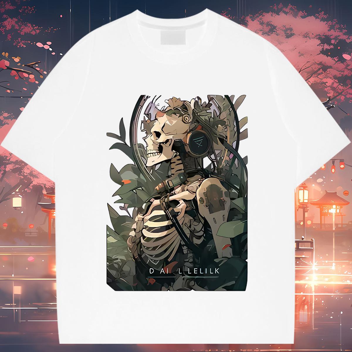 TOP Quality Men T Shirts 230g 100% Cotton skull Beach Custom Print Oversized O Neck Short Sleeves Mens Tshirts New Arrival Clothes