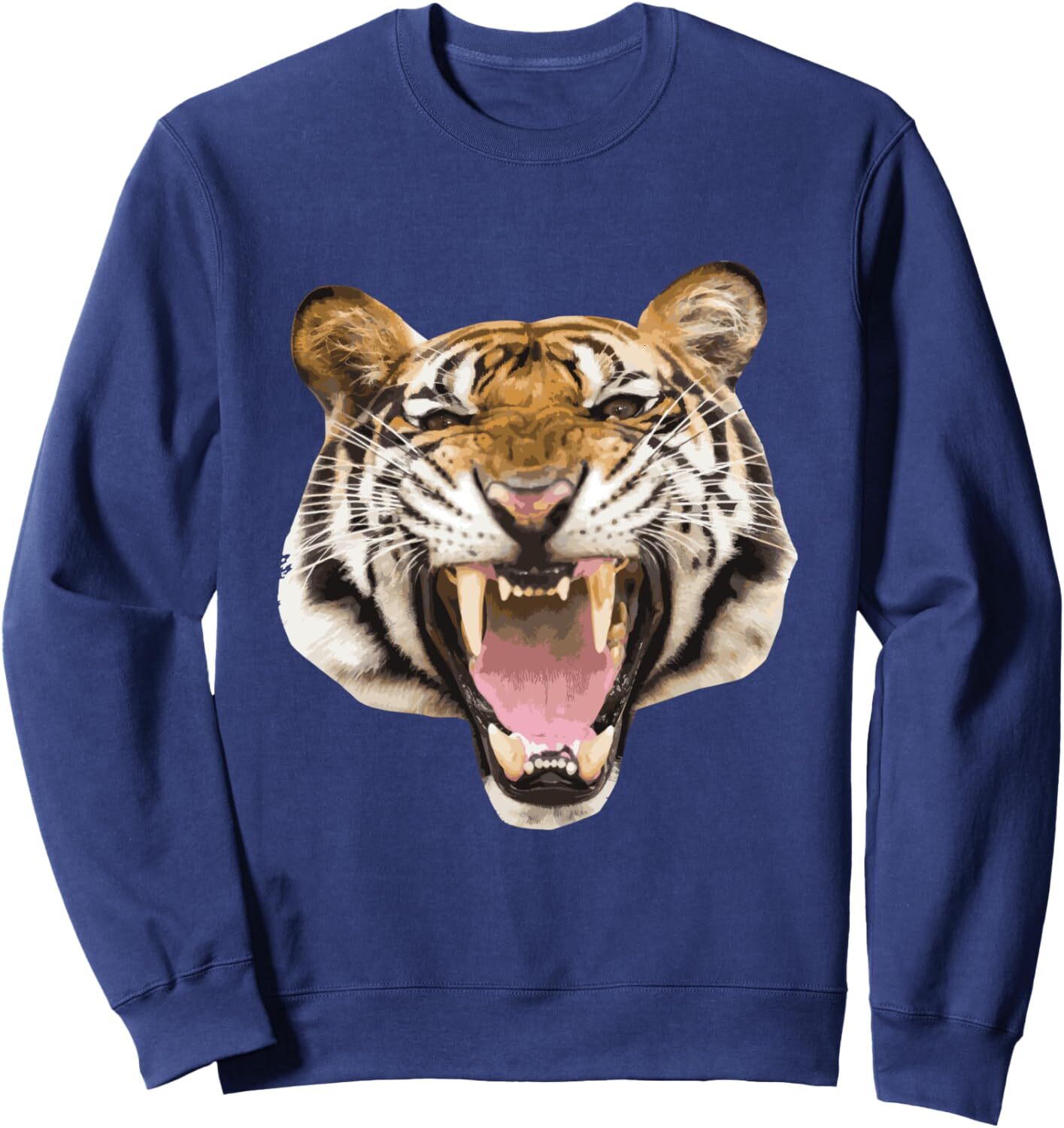 Long Sleeve Shirts for Men sweatshirt Realistic Tiger Roaring Face Animal Lovers Gift Sweatshirt T shirt Tee Streetwear Casual tops clothes
