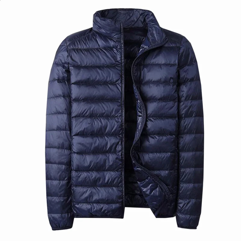 Mens ultra light white duck down jacket casual thin collar solid color autumn coat winter 240822