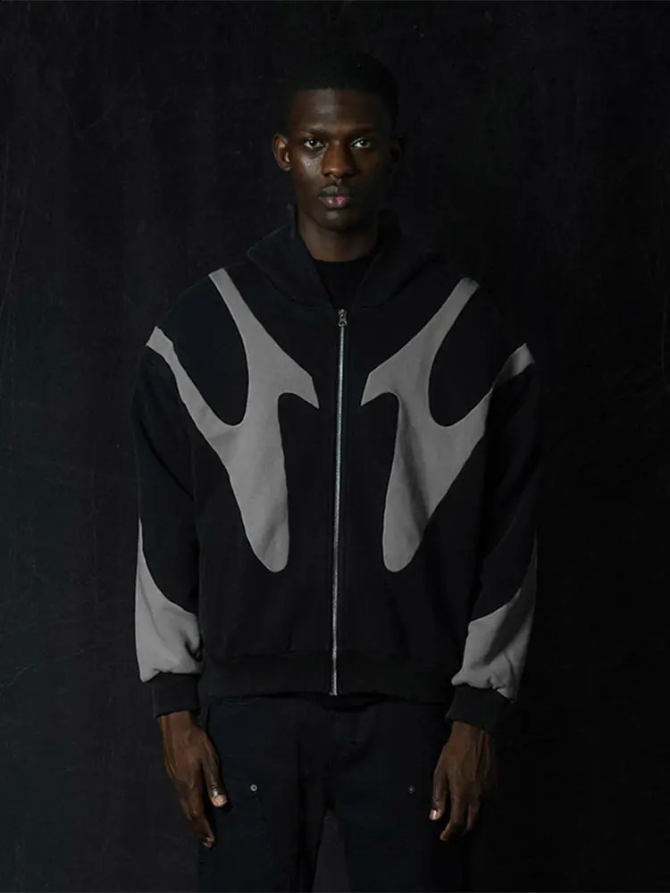 Autumn Winter Fashion High Street Mens Warm Jackets American Style Casual Hip Hop Sweatshirts Y2k Zip Up Long Sleeve Hoodies 240823