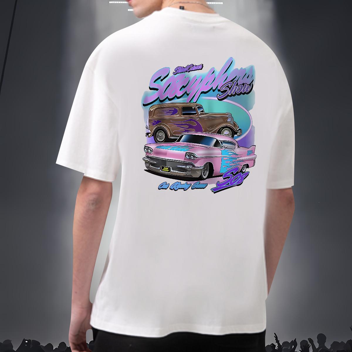 Brand T-Shirts 230g Pure Cotton car Home Outdoor Floral Print Short Sleeve O-Neck Tshirt for Man Woman Fashion Tops