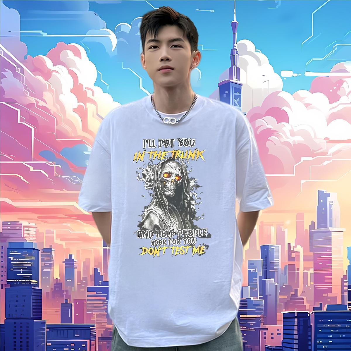 Brand T-Shirts for Men 230g Pure Cotton skull Spring Summer Floral Print Short Sleeve Soft Couples T Shirts Fashion Tops Tees