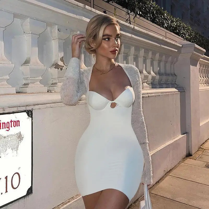Slim Sexy Chest Bag Hip Skirt Fashion Beaded Long Sleeve Temperament Slim Dress Woman 240823