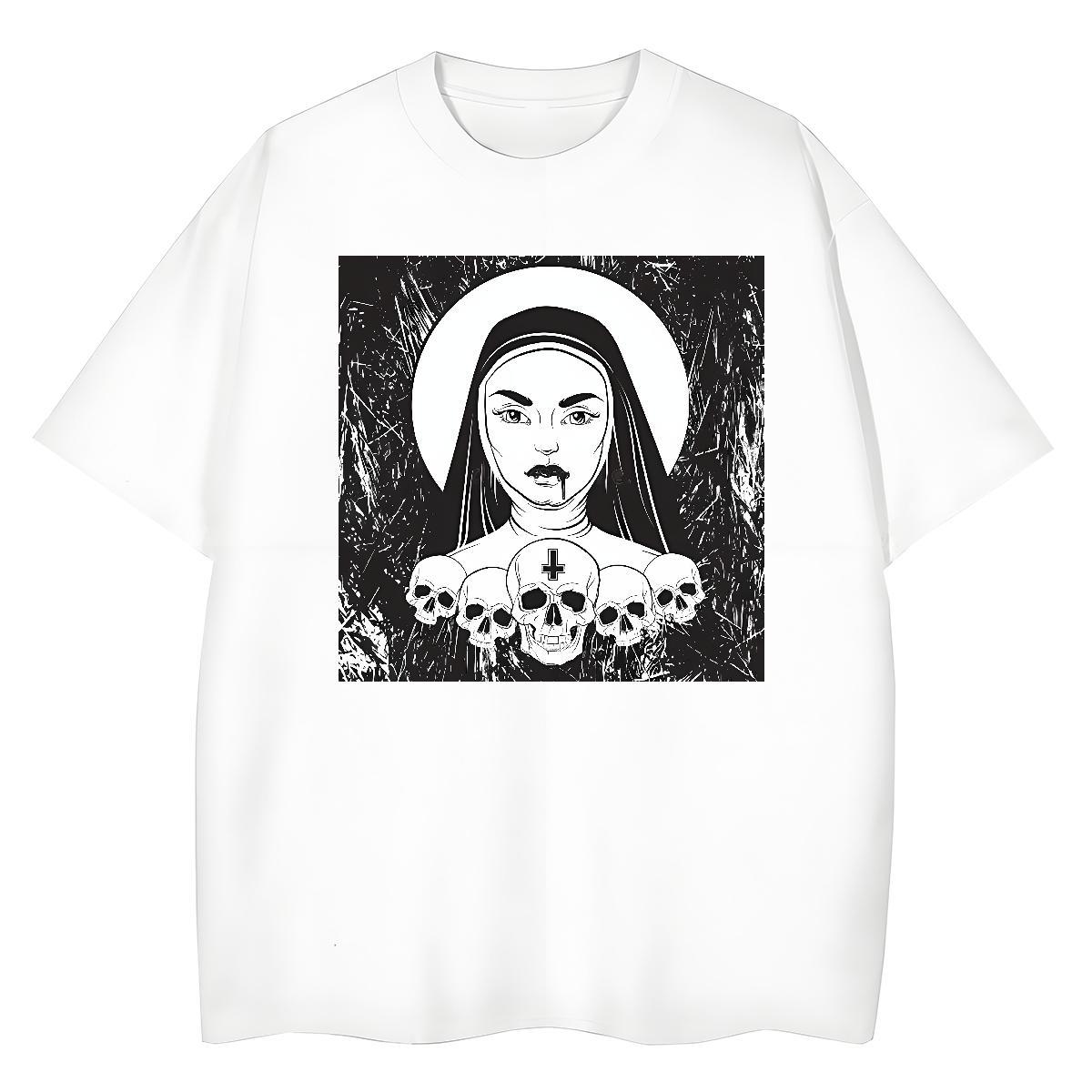 Wholesale Lady T shirt 230g Pure Cotton nun Home Outdoor T Shirts Women Breathable Crew Neck Black White Tshirts