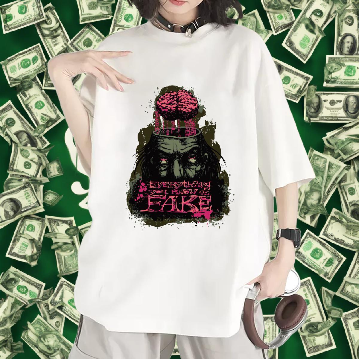 Unisex Tshirt for Man Woman 230g 100% Cotton scary Sport T shirt Crew Neck DIY Anime Printed Tees
