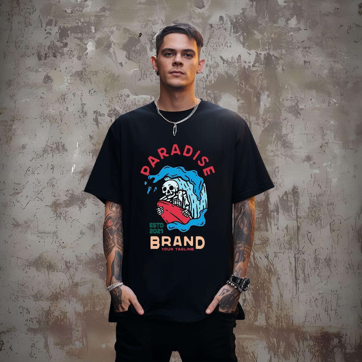 TOP Quality T-Shirts 230g Cotton skull Sports Casual Custom Printed Breathable Short Sleeve Tshirt for Man Woman DIY Customized Clothings