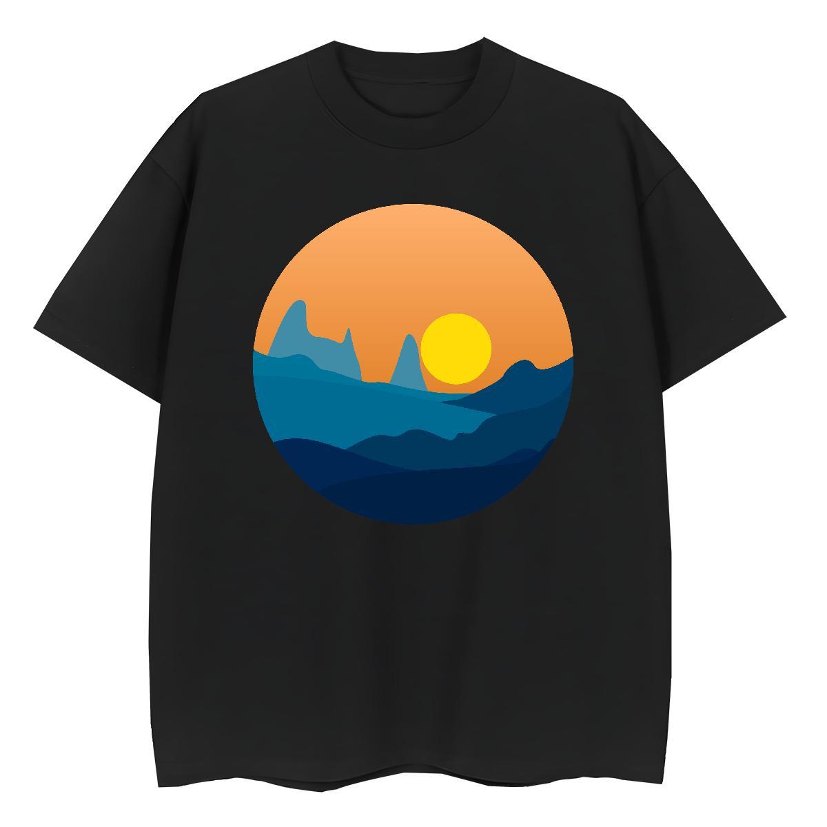 Designer Woman Tshirt 100% Cotton 230g sky Beach T shirt Breathable Short Sleeve DIY Printed Clothes Shirt
