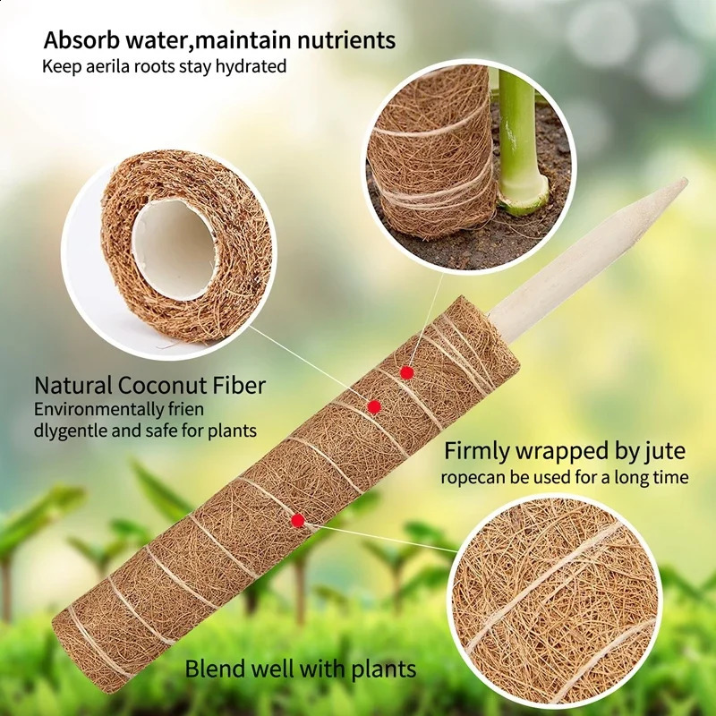 Plant Moss Coir Pole Bendable Plants Climbing Support Palm Vines Stick Indoor Balcony Garden Courtyard Flower Decor 240822