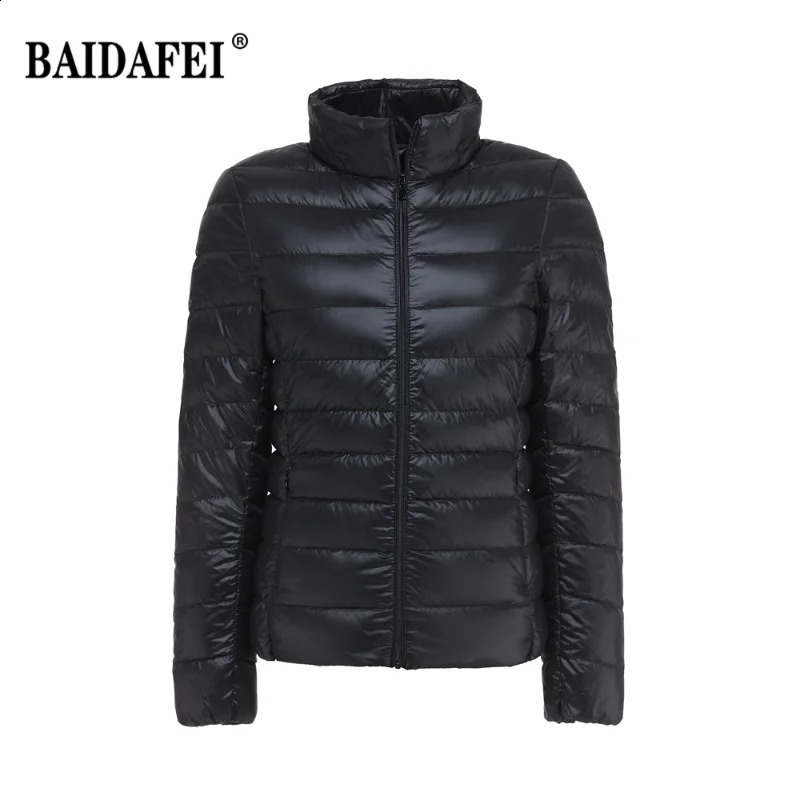 Womens short slim fit inflatable jacket spring collar ultra lightweight portable windproof white duck down 240823