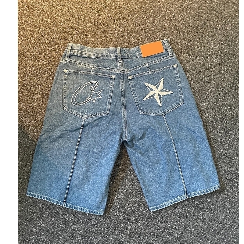 Womens shorts jeans Grunge Y2k retro summer runner streetwear hiphop print fashion star casual slim fit torn w240822