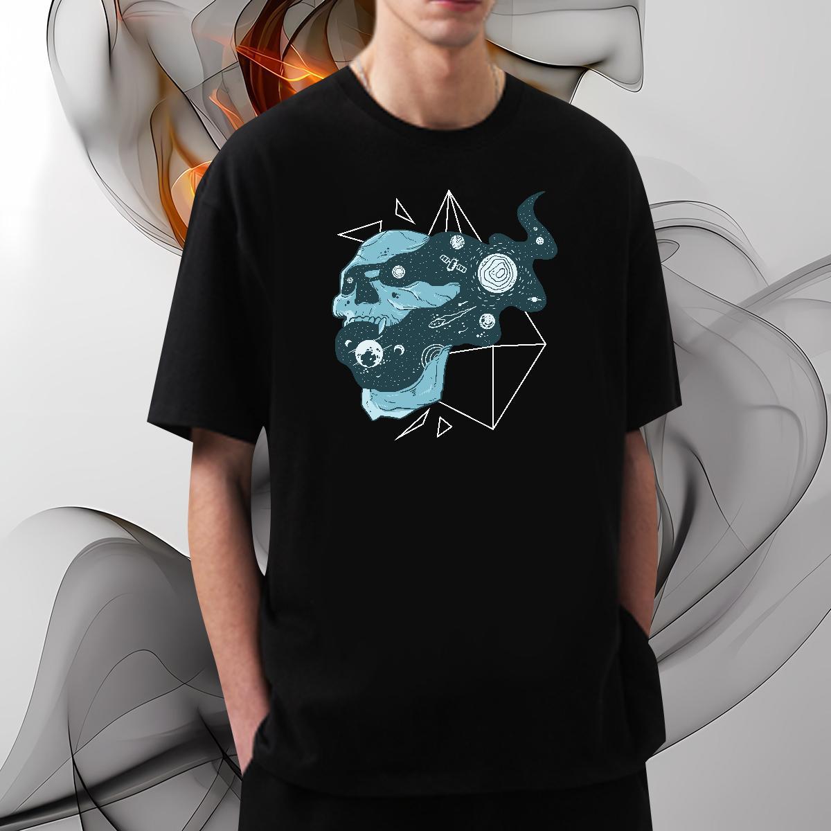 Loose Fit T Shirts Men 230g Cotton skull Street DIY Breathable Soft Mens Tshirts 2024 DIY Tops Tees