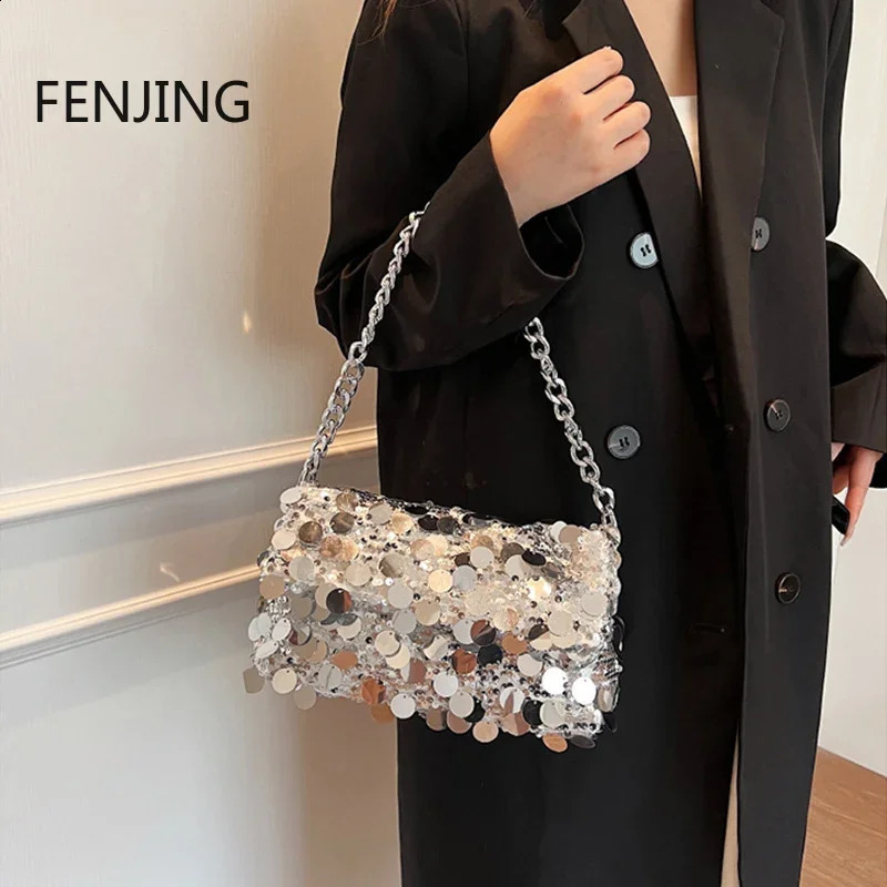 Shining sequin womens handbag shoulder cross body bag y party evening purple envelope 240823 350b