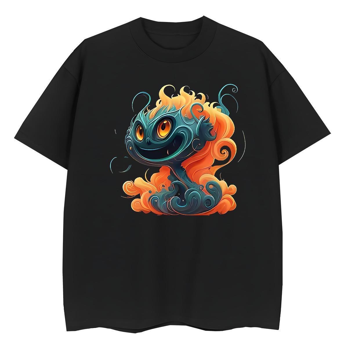Loose fit Couples T Shirts 100% Cotton 230g fire Daily Wear Women T Shirts Round Neck Short Sleeve Black White Tees Shirts