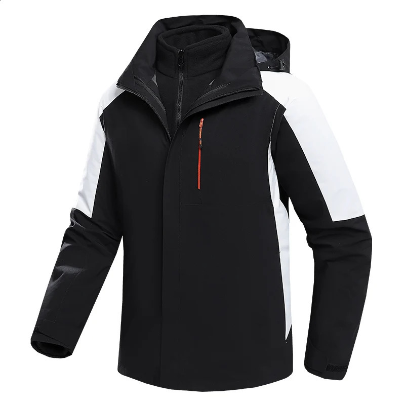 Warm winter jacket windproof waterproof zipper hooded Parka mens twopiece set 3in1 240822