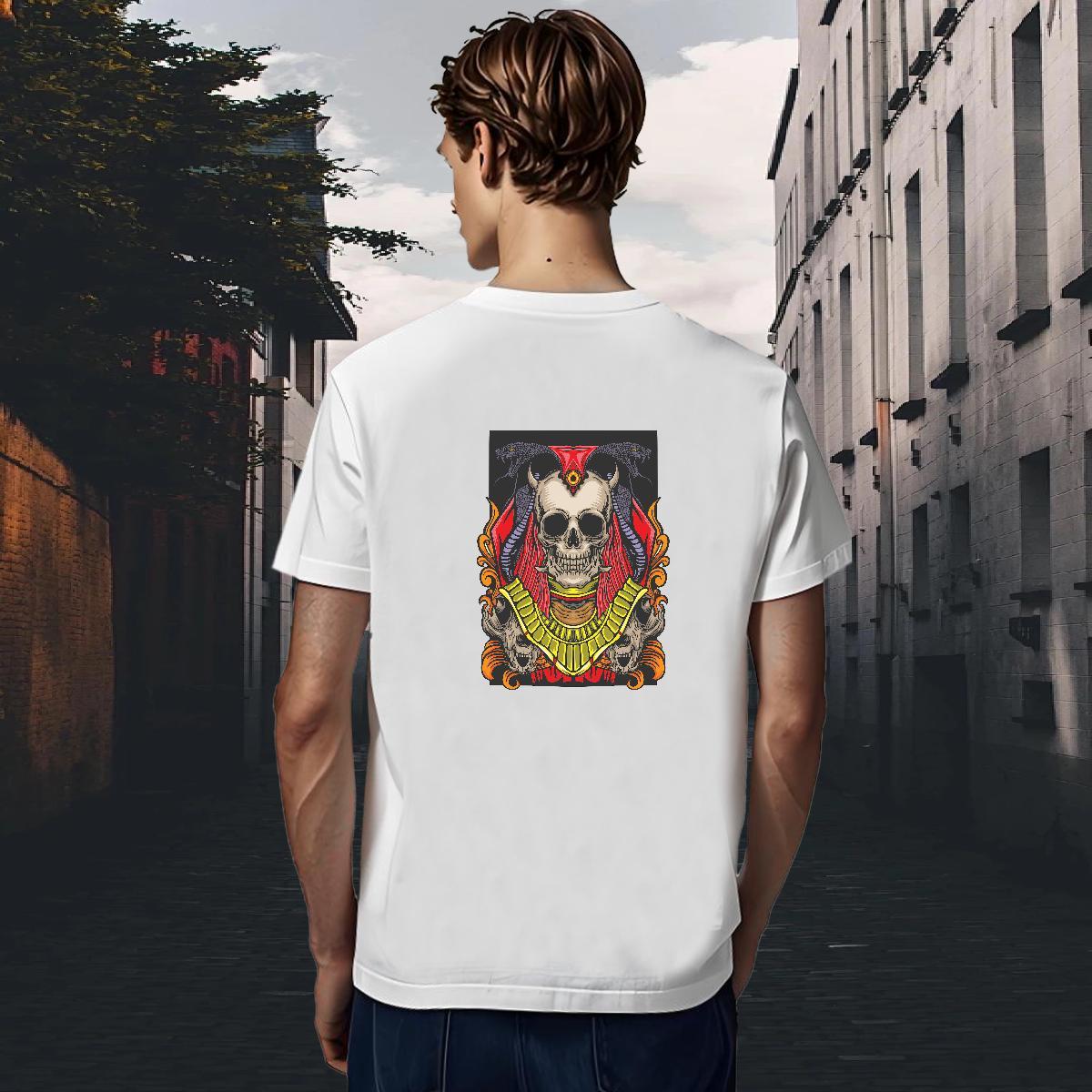 Wholesale T shirt 100% Cotton 230g skull Anime Printing Street Asian Size Pure Cotton Men Tops Tees Designer Fashion Clothes