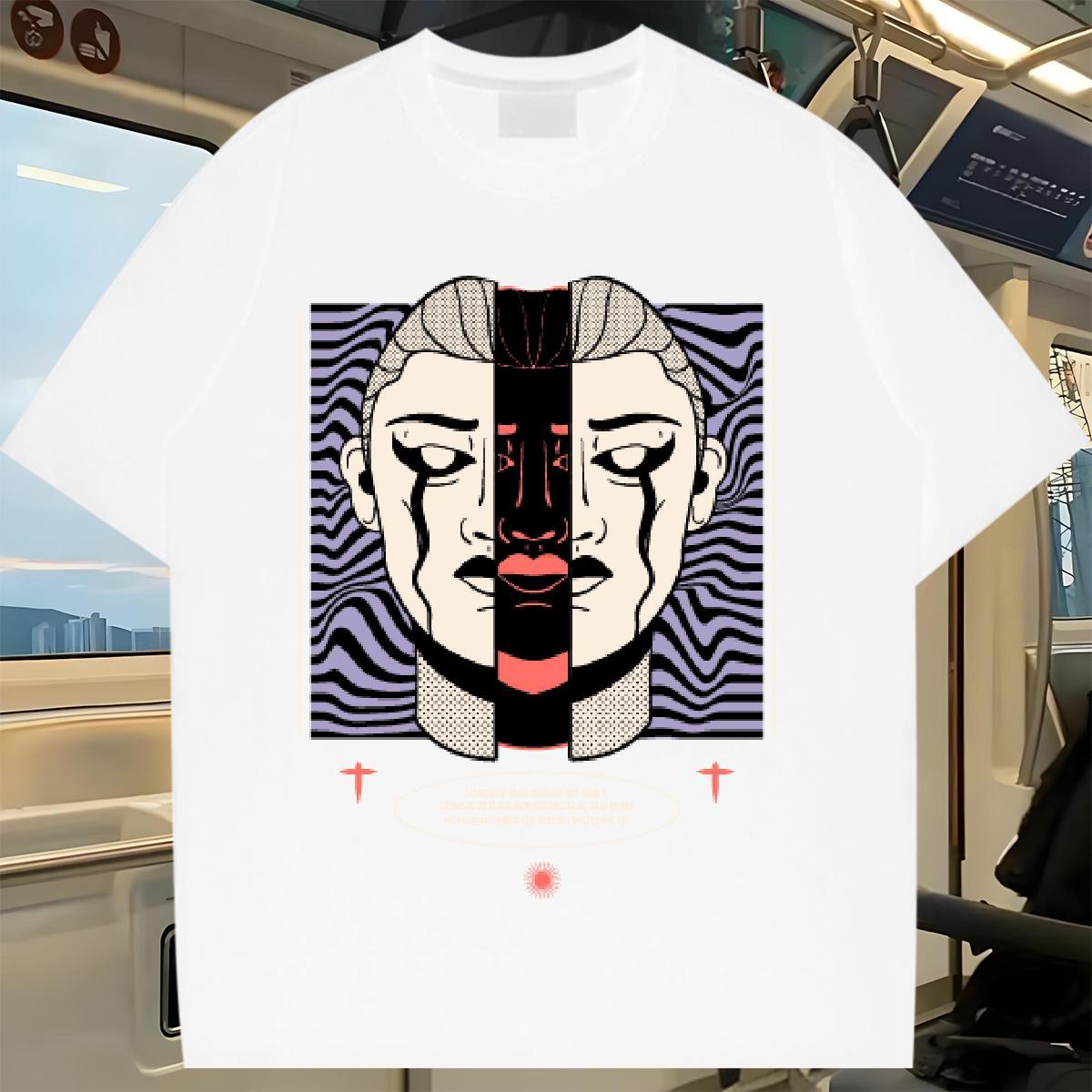 Lady Womens Tshirts 100% Cotton 230g painting Outdoor T-Shirts for Women O-Neck Short Sleeve Black Oversized Top Tees