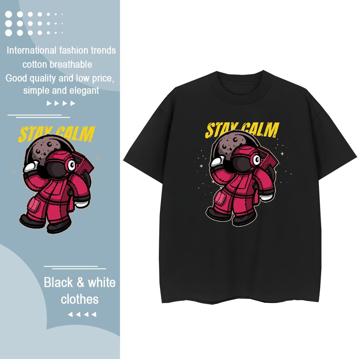 5A Unisex Tshirts 230g 100% Cotton universe Street Casual T-Shirts for Women Breathable Short Sleeve Skull Wear