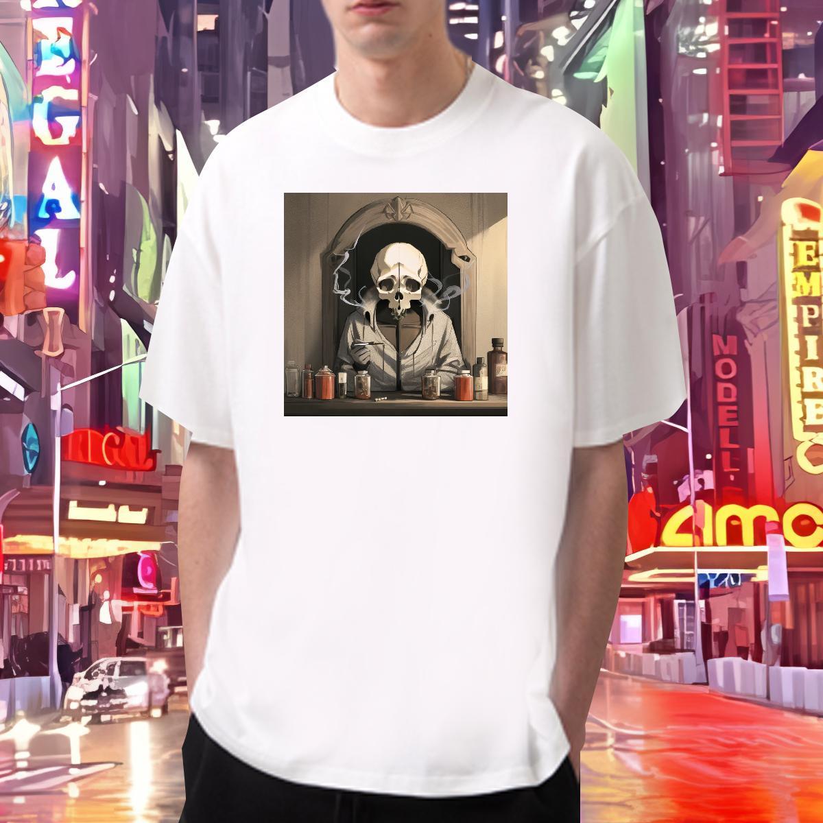 Popular T shirt 230g Cotton skull Street Wear Custom Big Size Breathable Crew Neck Men Tshirts 2024 New Tops Tees