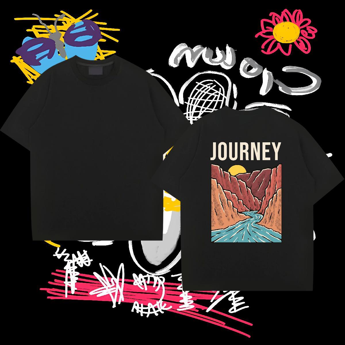 Brand T shirt 230g Pure Cotton mountains Beach Floral Print Crew Neck Tshirts Free Shipping Tops