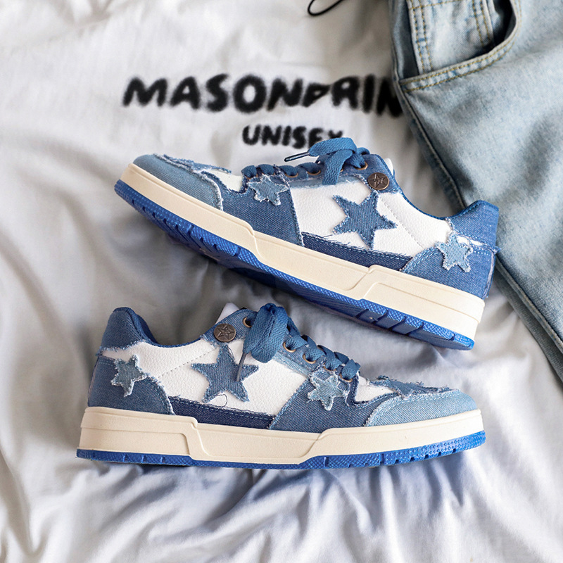 Ddmysports Spring New Men S Water Washed Denim Star Board Fashion Trend Sports And Casual Shoes OUTDOOR