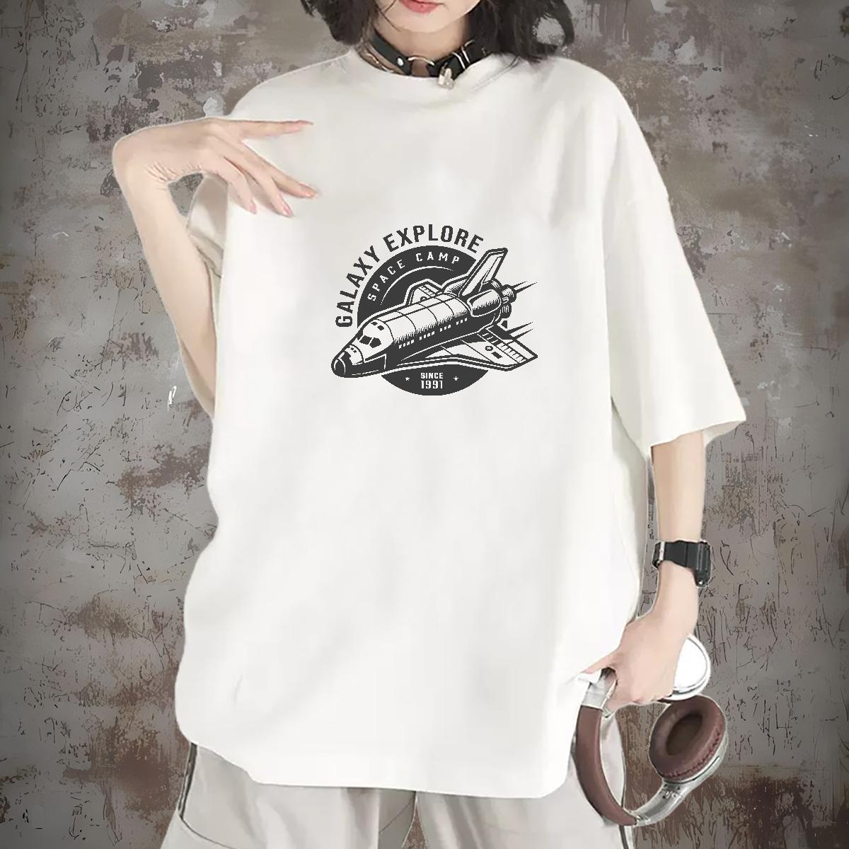 Comfortable Couples T Shirts 100% Cotton 230g outer space Casual Daily Wear Womens T Shirts Breathable Crew Neck Graphic Clothes Shirt