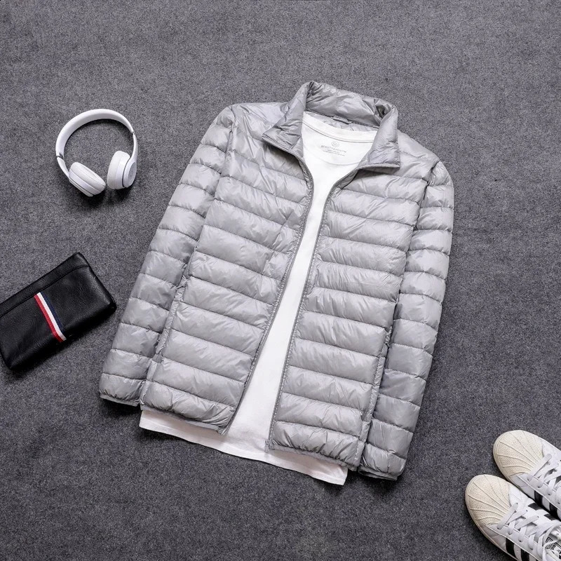 Mens inflatable jacket autumn spring ultra light packaging down waterproof windproof and breathable 240822