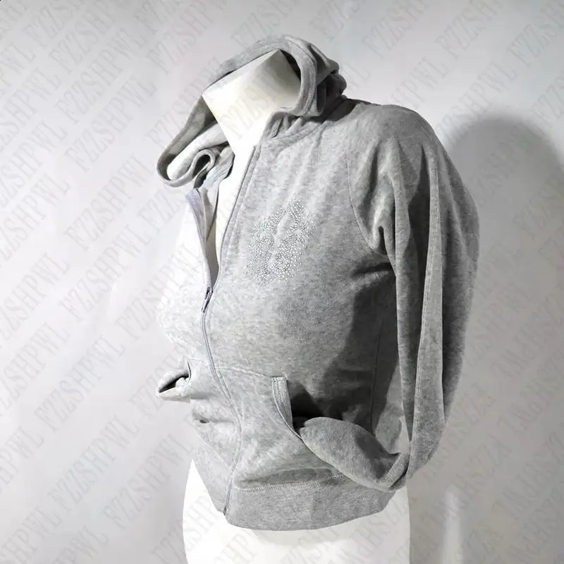 Casual Hip Hop Y2K Zip up hoodie Rhinestone Aesthetics Graphic Print Punk Long sleeve Top Gothic Street Zipper Hoodie sweatshirt 240823