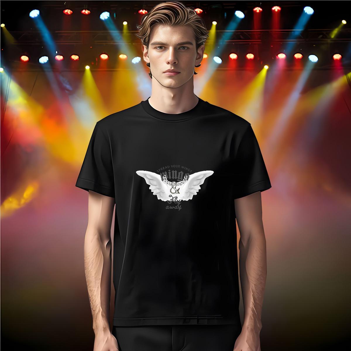 Loose Fit Mens T Shirts 230g 100% Cotton wing Sport Custom Big Size Breathable Soft Tshirts Fashion New Wear