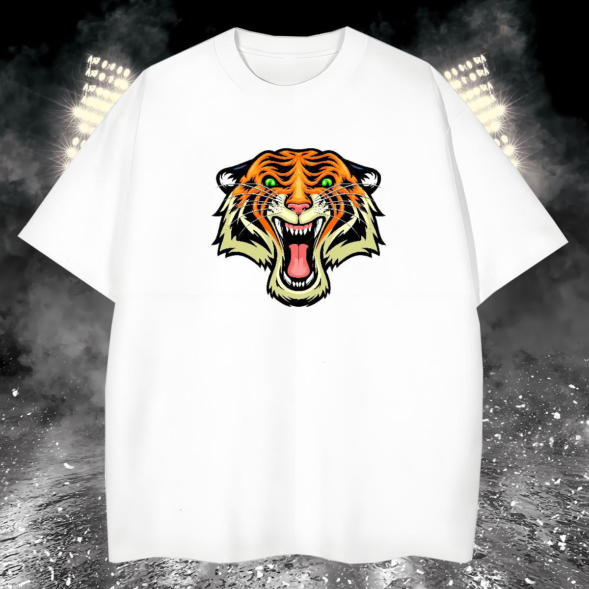 Cool Design T-Shirts 230g Pure Cotton tiger Spring Summer Custom Anime Breathable Crew Neck Men Tees Stylist Clothes