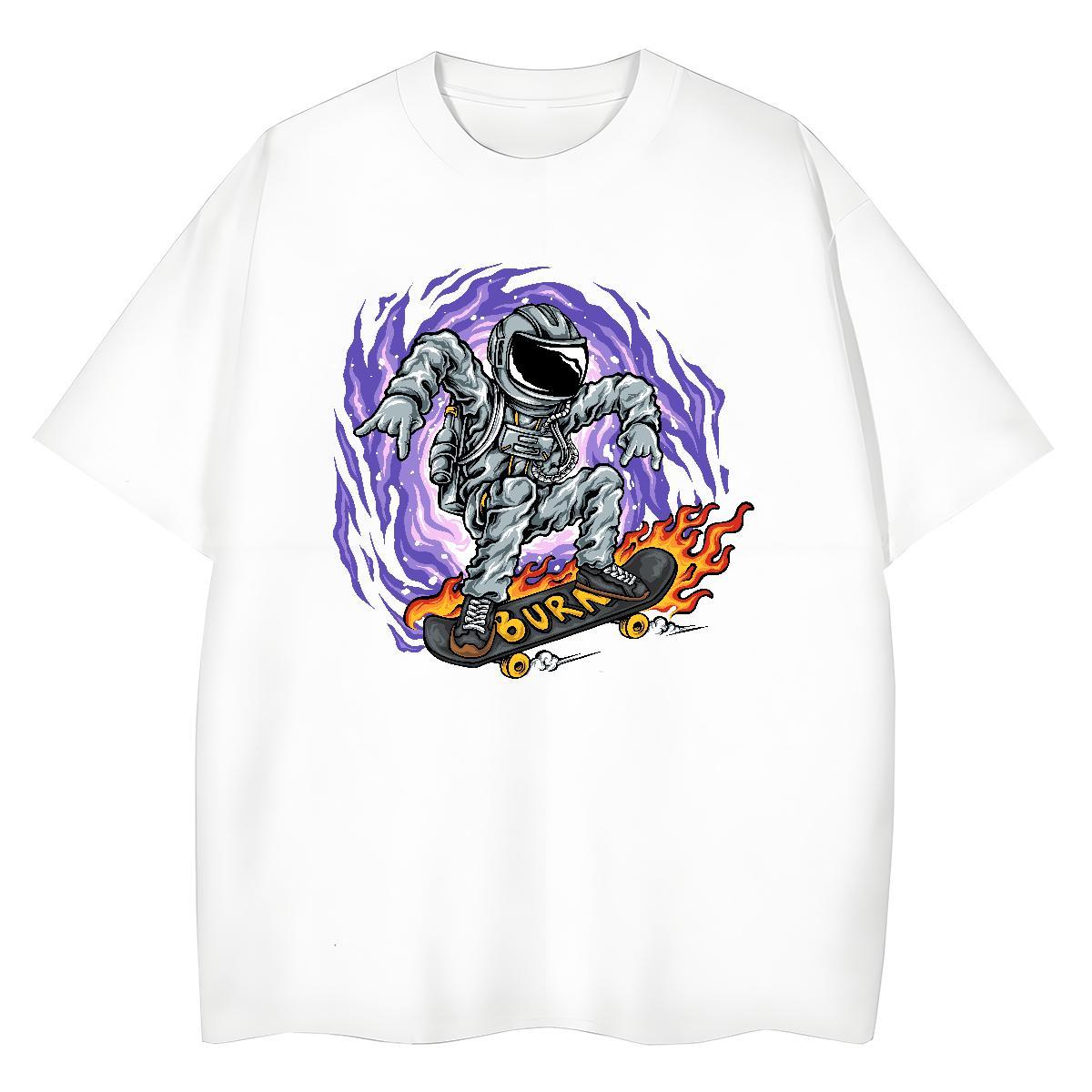 Popular Women Tees 230g 100% Cotton universe Daily Wear T Shirts Women Breathable Short Sleeve Black White Tops Tees