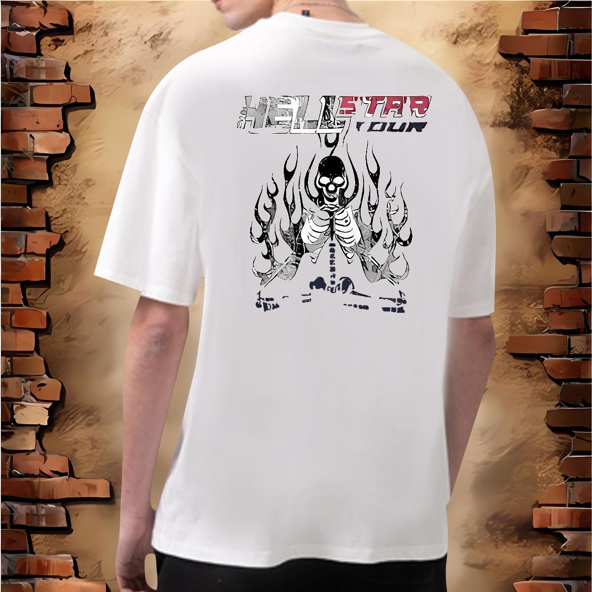 TOP Quality T Shirts Men 230g 100% Cotton skull Sports Casual Customized Print Pure Cotton Men Tees Fashion Tops
