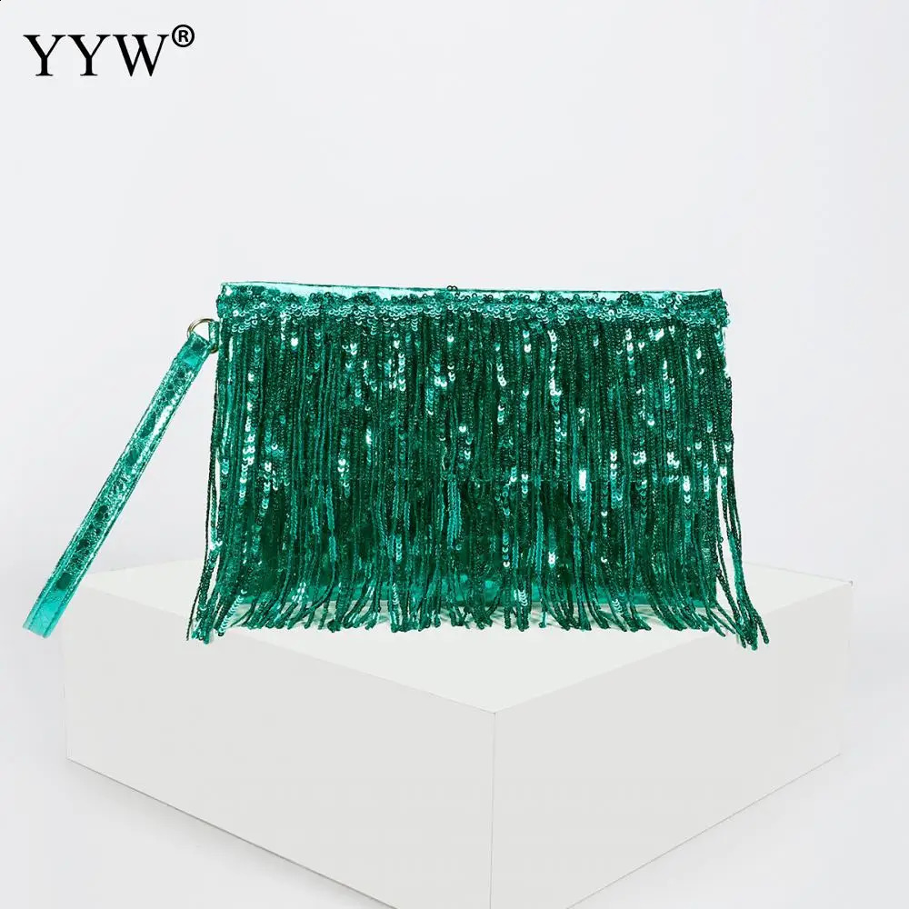 n a ious handbag with silver sequins rhinestones tassels womens small coin purse chain elegant party clutch wallet 240823