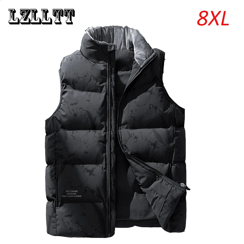 Spring and winter mens duck down vest jacket sleeveless thick windproof waterproof large size 7XL 8XL 240822