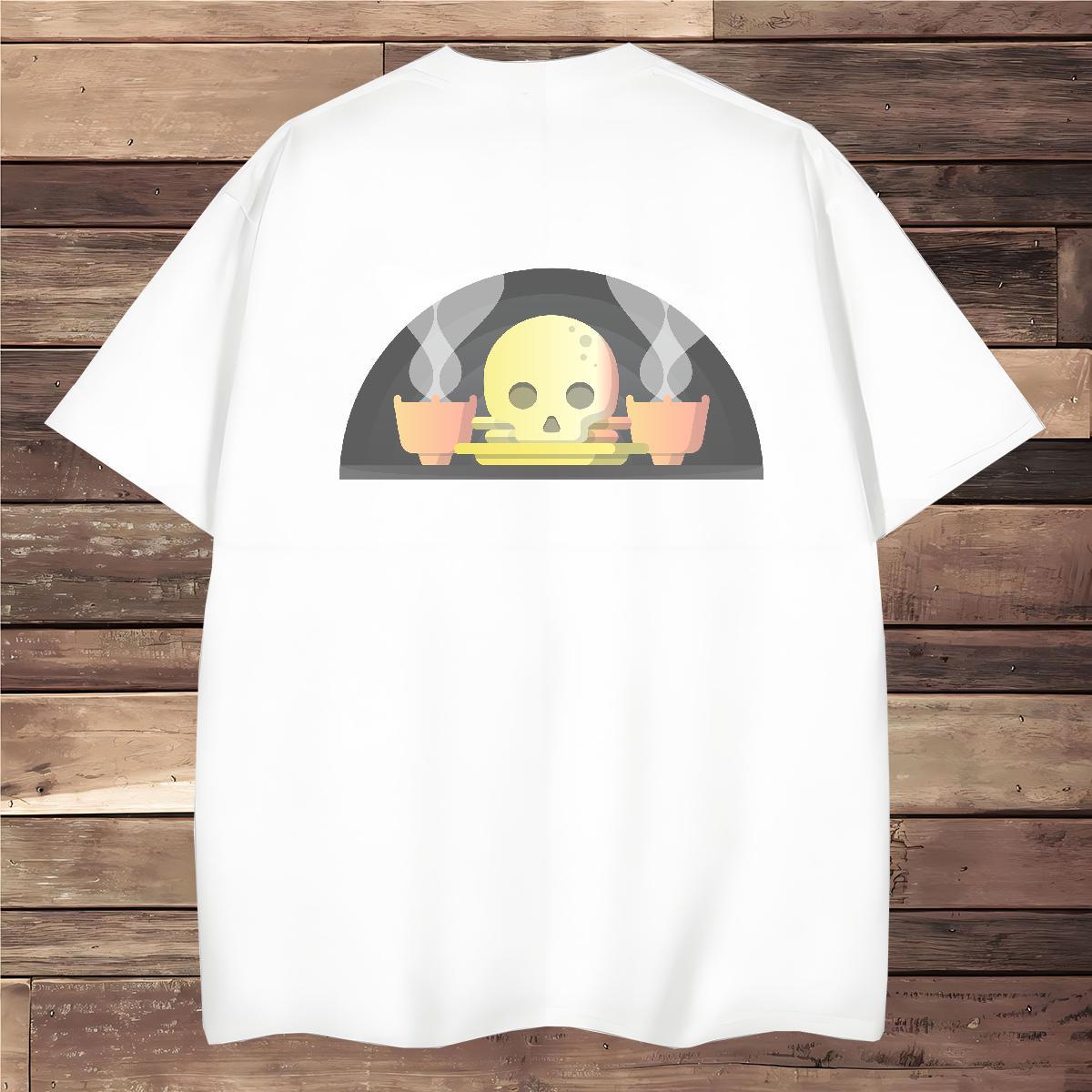 Unisex Mens T Shirts 100% Cotton 230g skull Hip Hop Street Oversized O-Neck Short Sleeve Tshirt for Man Woman Customized Tops Shirt