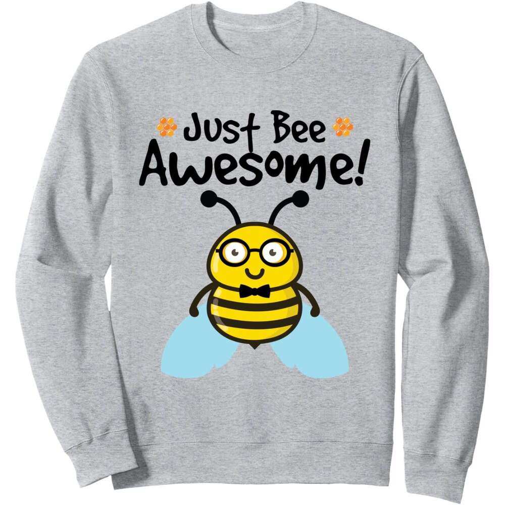 Long Sleeve Shirts for Men sweatshirt Just Awesome Nerdy Bee Cute Lettering Gift Sweatshirt T shirt Tee Streetwear Casual tops clothes