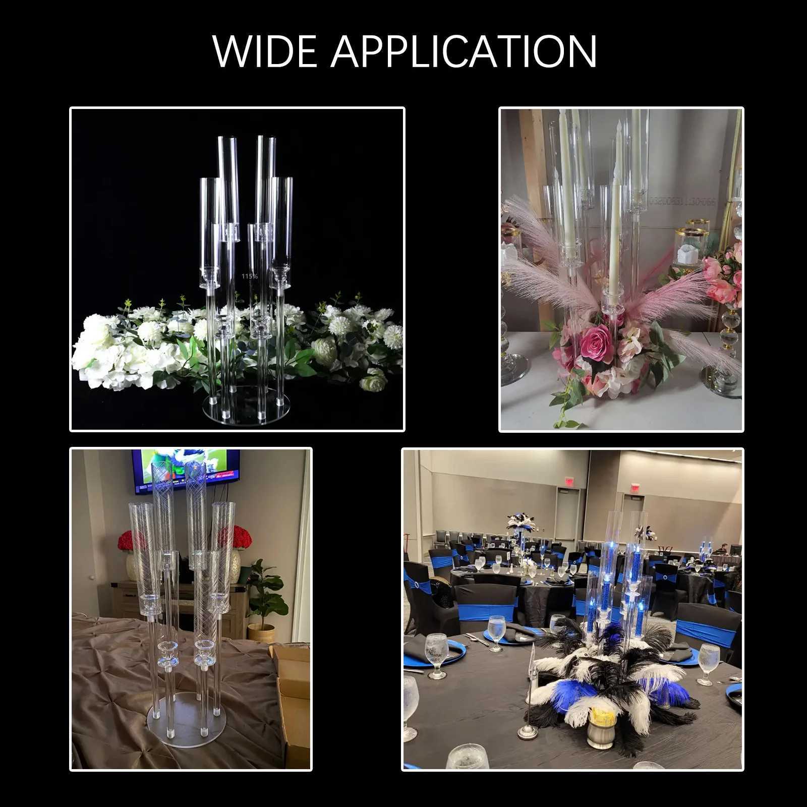 Acrylic Clear Candle Holder, 6 Arms Taper Candlestick for Wedding, Valentines, Anniversaries, Parties