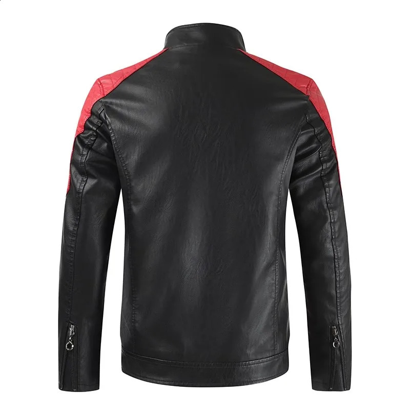 Mens Winter Pu Jacket Motorcycle Waterproof Cool Contrast Colors Classic Biker Leather Jacket Motor Autumn Coat 240822