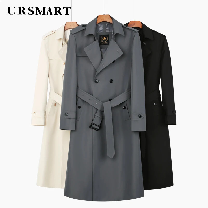 X-long windbreaker over knee men British double breasted spring and autumn fashion trench coat men 240822