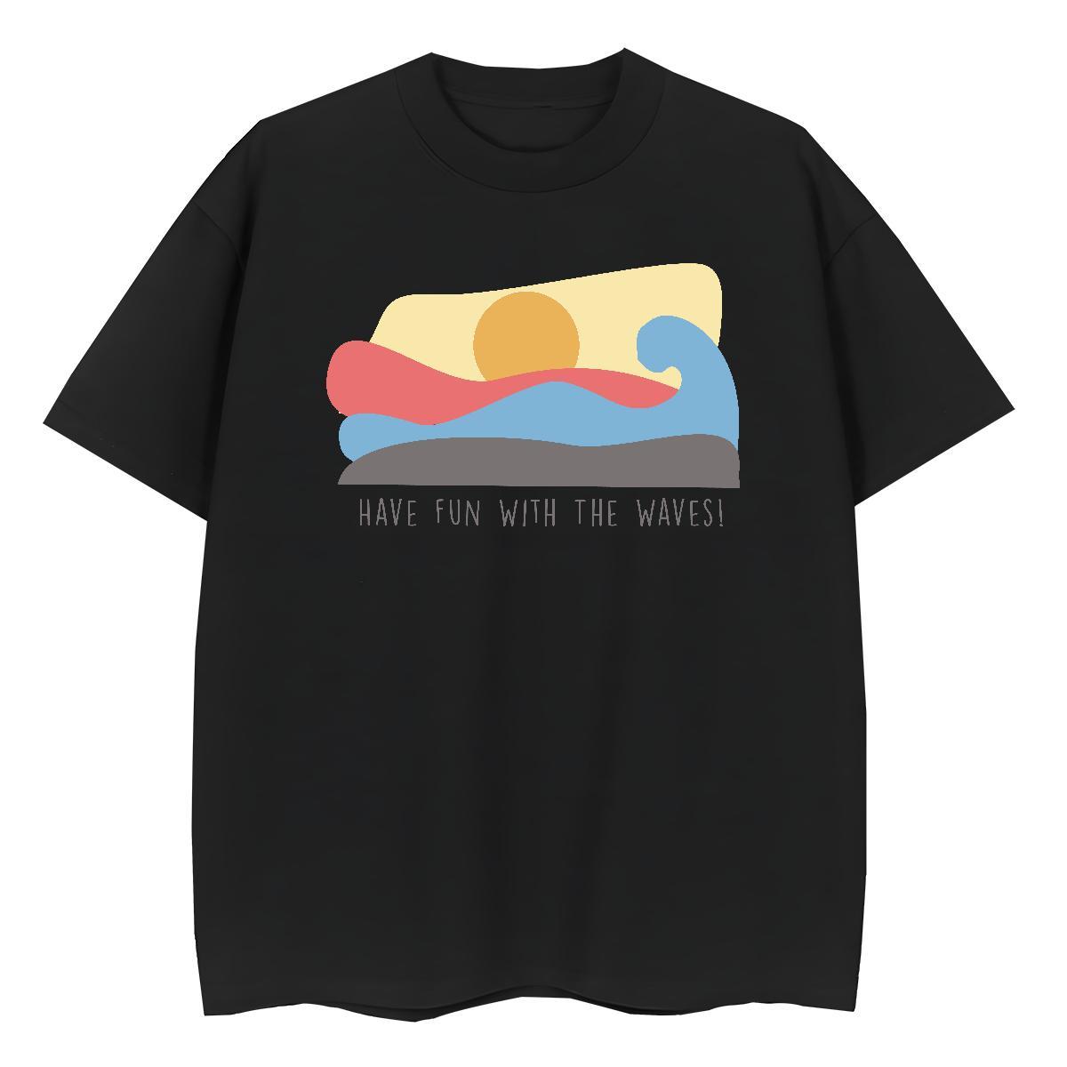 Brand Couples T Shirts 230g 100% Cotton wave Casual Sport T-Shirts for Women Breathable DIY Anime Wear