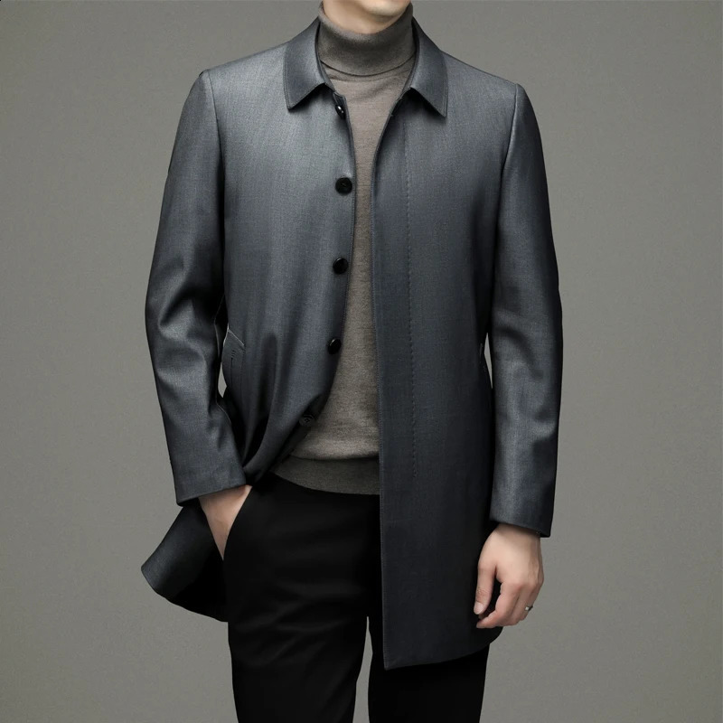 autumn fashion coat mens High quality trench coat Business Casual fleece warmth jackets Mens Clothing size M-4XL 240822