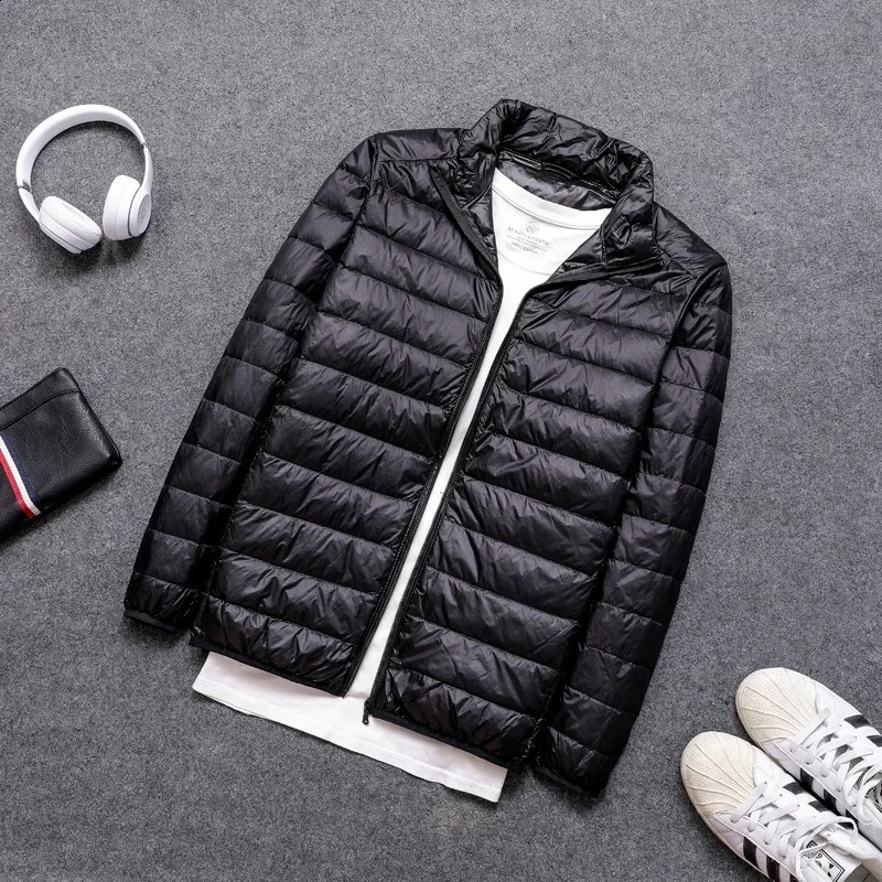 Mens inflatable jacket autumn spring ultra light packaging down waterproof windproof and breathable 240822