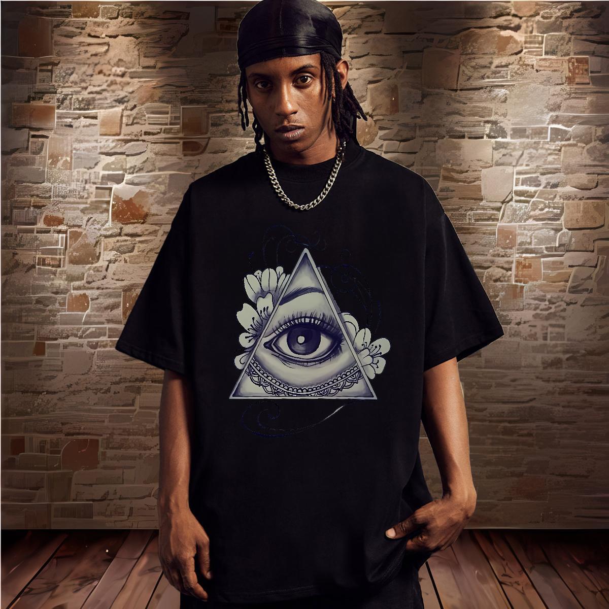 Popular T-Shirts for Men 230g Pure Cotton eye of the devil Casual Daily Wear Custom Big Size Breathable Short Sleeve Tshirt for Man Woman Customized T