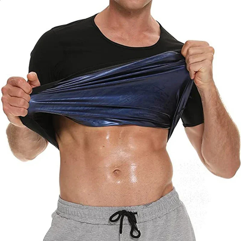 Men Sweat Sauna T-shirt Waist Trainer Slimming Suit Body Shapers Shapewear Corset Underwear Belly Control Fitness Fat Burn Tops 240823