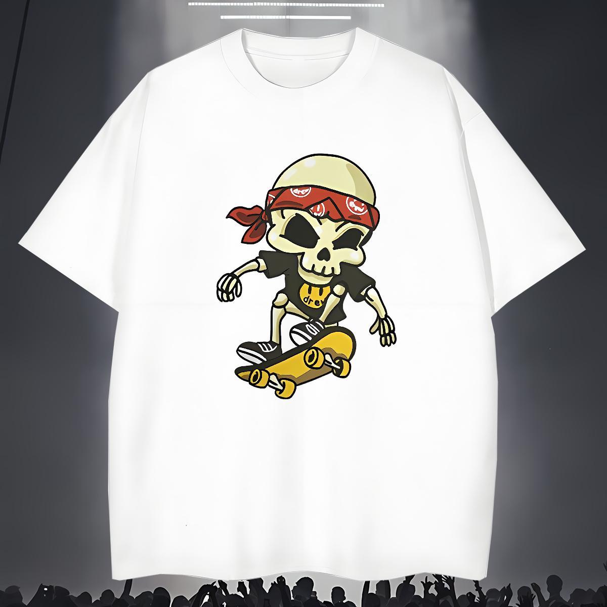 Soft Man T Shirts 230g Pure Cotton skull Street wear Hip Hop Skull Breathable Short Sleeve Couples T Shirts 2024 Wear
