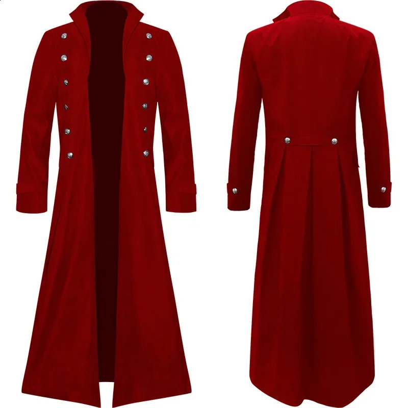Mens Steampunk Medieval Tailcoat Long Jacket Vintage Gothic Victorian Frock Coat Uniform Halloween Cosplay Costume Abrigo Hombre 240822