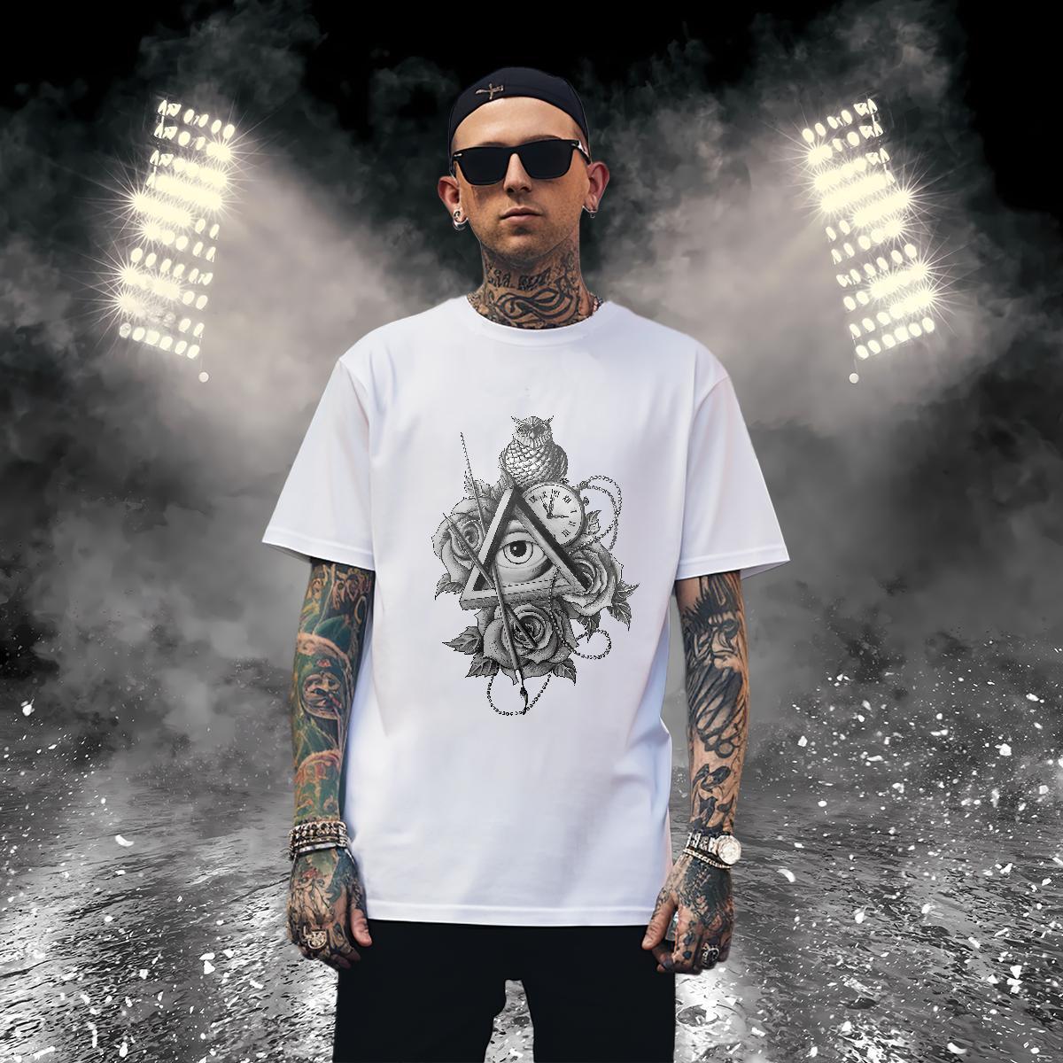 High Quality T Shirts Men 230g 100% Cotton eye of the devil Daily Wear Customized Print O Neck Short Sleeves Couples T Shirts Designer Tops