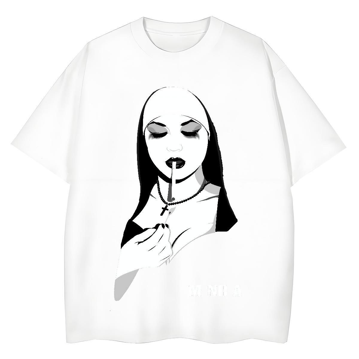 Female Tshirt for Man Woman 230g Cotton nun Sports Casual Womens T Shirts Short sleeve Soft Plus Size Cartoon Clothes Shirt