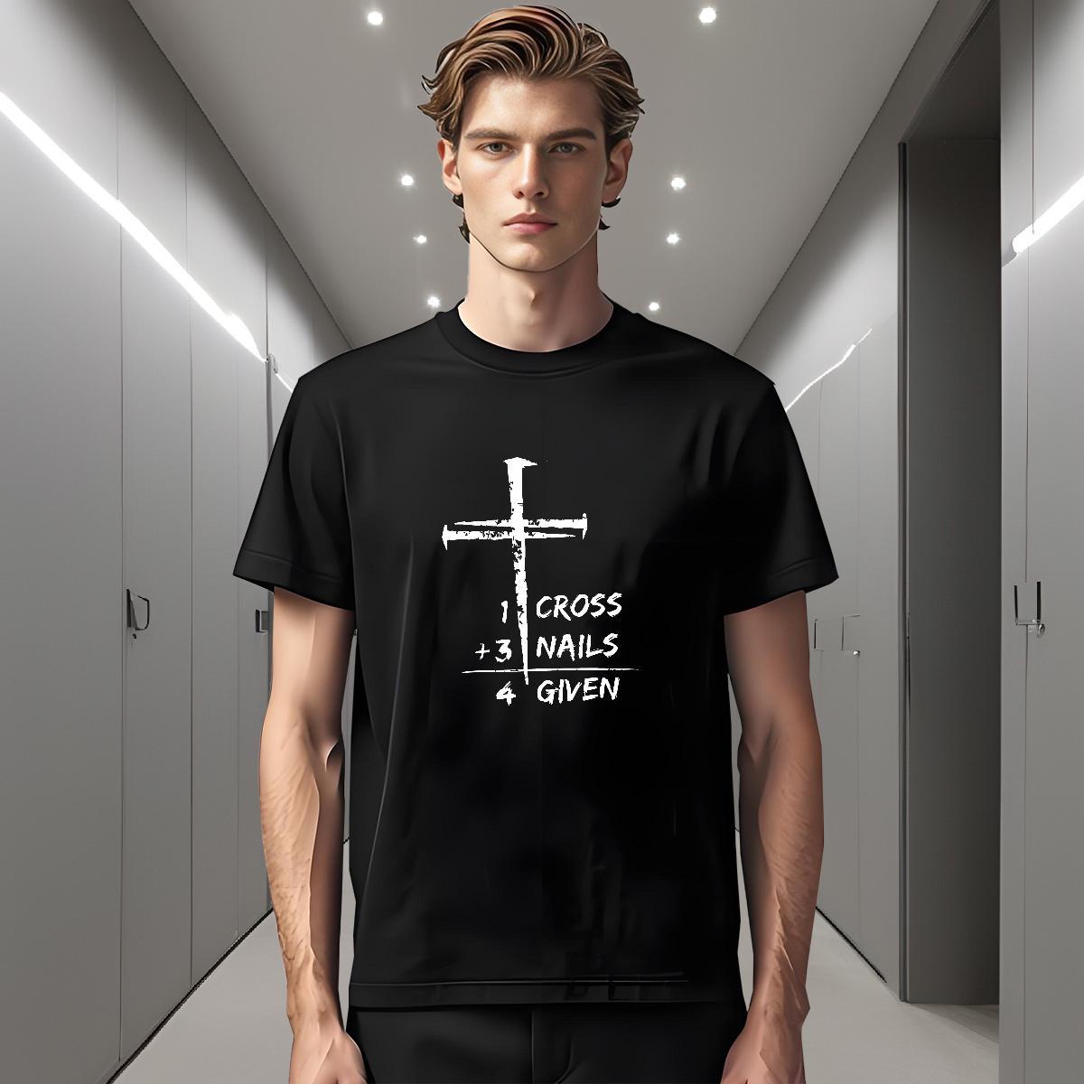 Popular Mens T Shirts 230g 100% Cotton The Cross Casual Daily Wear White Plus Size Breathable Short Sleeve Men Tshirts Free Shipping Polos